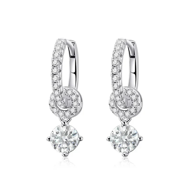 1ct White Gold Plated Moissanite Drop Earring for Women Sparkling Wedding Jewelry 100% 925 Solid Silver Earring Wholesale