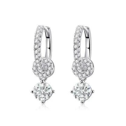 1ct White Gold Plated Moissanite Drop Earring for Women Sparkling Wedding Jewelry 100% 925 Solid Silver Earring Wholesale