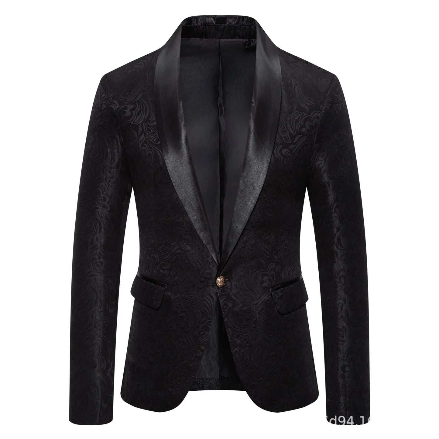 Men's Red Long-sleeved Suit Jacket, Black Collar Single-button Formal Coat, Available in Blue, Purple, Green, and White Blazers