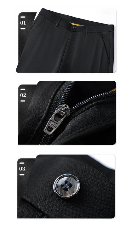 Mens Business Casual Pants Stretch Dress Pants Wrinkle Free Suit Pants Embriodery 4-Way Stretch Formal Dress Pants