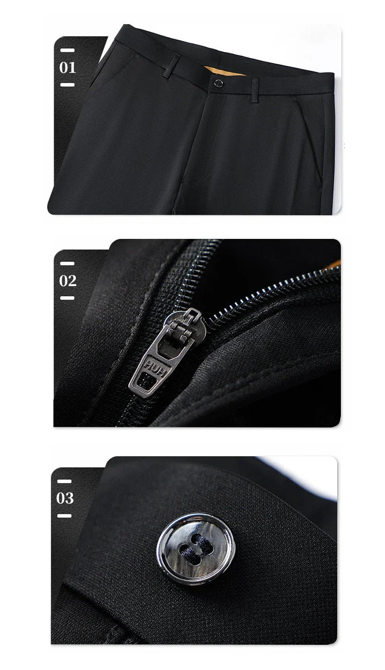 Men Stretch Suit Pants Business Dress Pants Wrinkle Free Embriodery 4-Way Stretch Formal Dress Pants