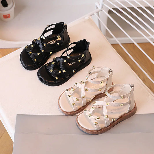 Girls Gladiator Sandals 2026 New Summer Children Fashion Princess High-top Shoes Versatile Kids Causal Beach Holiday Sandals