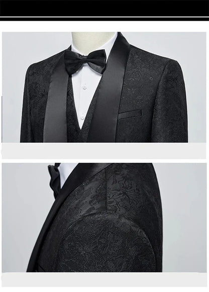 New Tuxedo 3 Piece Suit, Men's Groom's Suit, Top + Vest + Pants