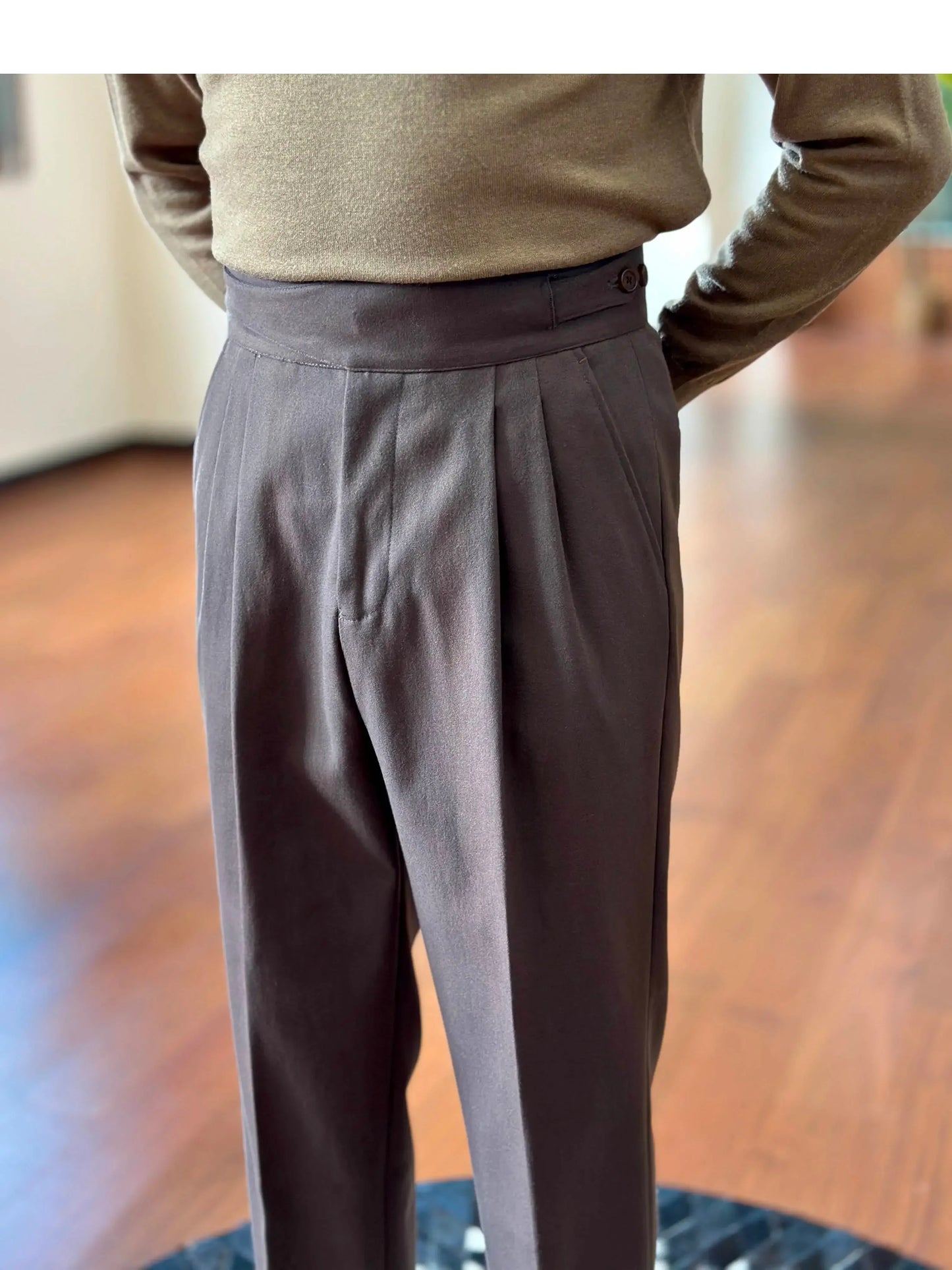 Naples Pants For Men High-Waisted Daily Office Straight-Leg Casual Long Trousers Commuting Versatile British Style Autumn Dress