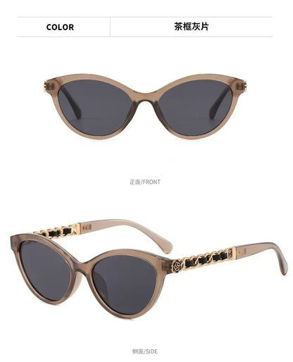 2025 New Fashion Cat Eye Sunglasses Women Hollow Chain Legs Sun Glasses Ladies Classic Goggle Oculos De Sol UV400 Sunshade