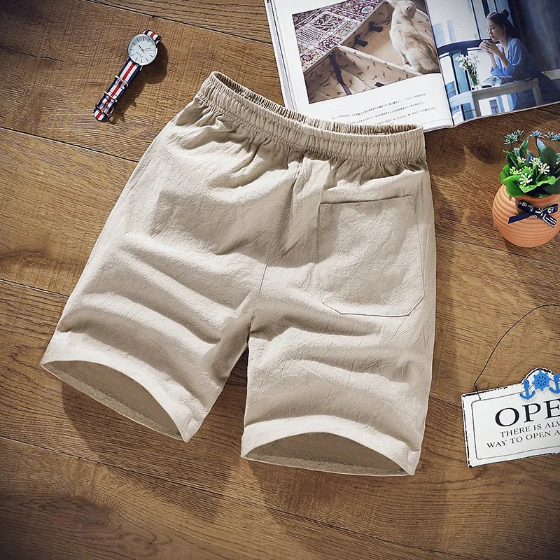 Men's Solid Gym Shorts Summer Outdoor Breathable Sports Shorts Plus Size Drawstring Casual Shorts Male