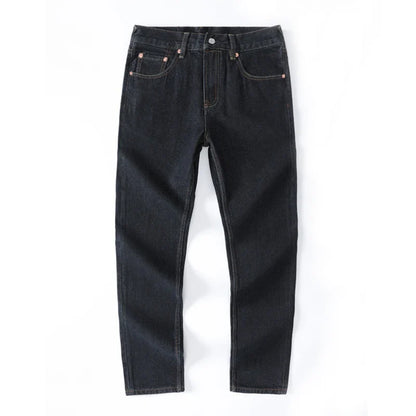 Japanese Handmade Embroidered Jeans Men's Pure Cotton Straight Tube Hip-Hop Popular Slim Red Ears Show Thin Trousers Devil Big M