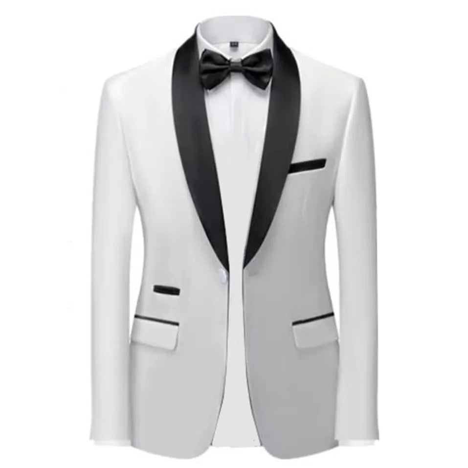 Mens Blazer Slim Fit Suit Jacket 1 Button Velvet Shawl Collar Wedding Formal Suit Jacket
