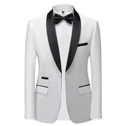Mens Blazer Slim Fit Suit Jacket 1 Button Velvet Shawl Collar Wedding Formal Suit Jacket