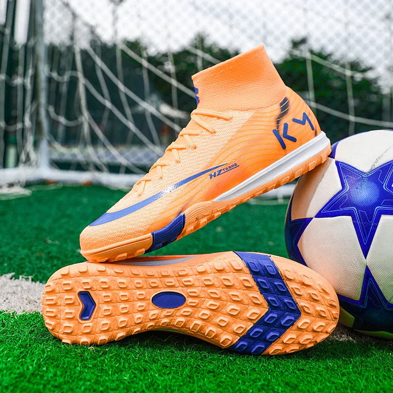 New Men Soccer Shoes Boys Cleats Adult Outdoor Breathable Football Boots Training Sport Long Spikes Non Slip Match Comfortable