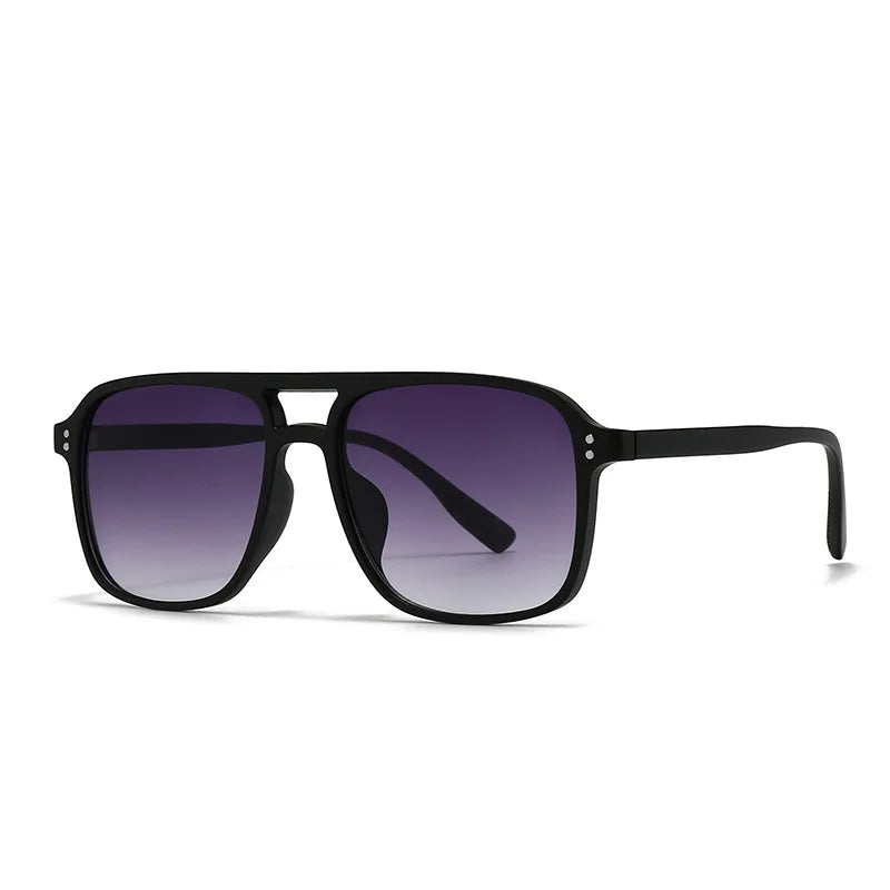 2026 Ins Retro Double Bridge Square Women Sunglasses Fashion Leopard Print Gradient Lenses Men Trend Gafas De Sol UV400