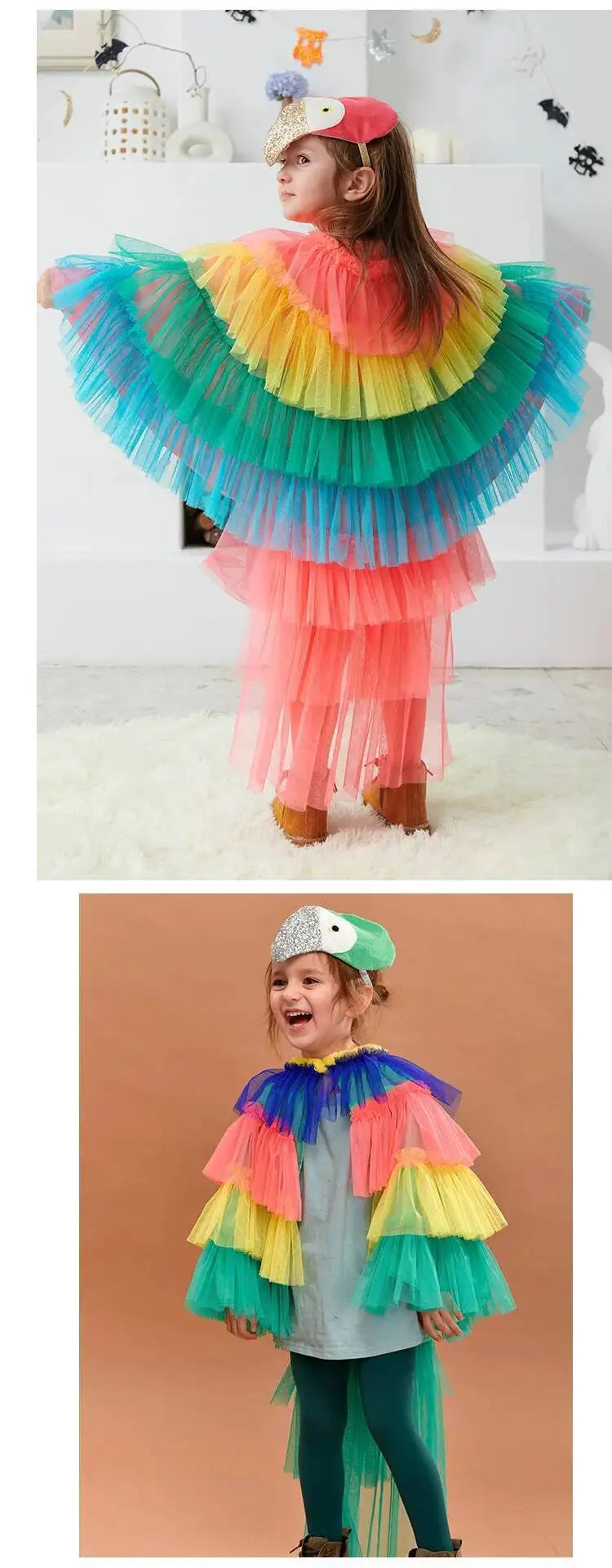 Halloween Children's Costume Cosplay Animal Parrot Performance Costume Kid Cloak Kindergarten Prom Animal Clothing