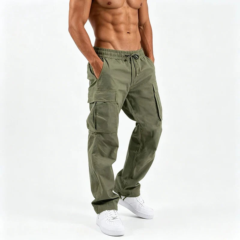 American Men Cargo Pants Casual Work Trousers Multi-pocket Workwear Straight Pants Spring Autumn Lightweight Fashion Streetwear