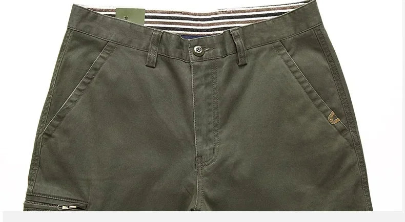 2026 New in Men's Pants Straight Leg Cotton Cargo Trouser Male Stretch Autumn Zipper Multi Pocket Classic Casual Work Wear Army