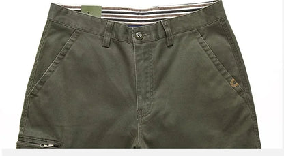 2026 New in Men's Pants Straight Leg Cotton Cargo Trouser Male Stretch Autumn Zipper Multi Pocket Classic Casual Work Wear Army