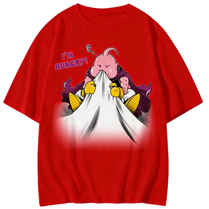 2026 Summer Dragon Ball Majin Buu Vintage Anime T-shirt Men's Pure Cotton Casual Loose Sports Daily Top