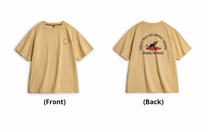 Vintage Foam Print Short Sleeves T-Shirt Men's Summer Heavyweight Yellow Cotton Tee Loose Fit Crew Neck Casual Street Tops