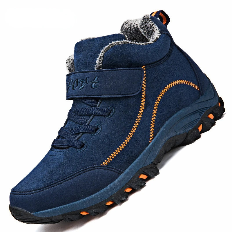 Waterproof Winter Men Boots Cow Suede Warm Snow Women Boots Men Work Casual Shoes High Top High-top Non-slip Ankle Boots