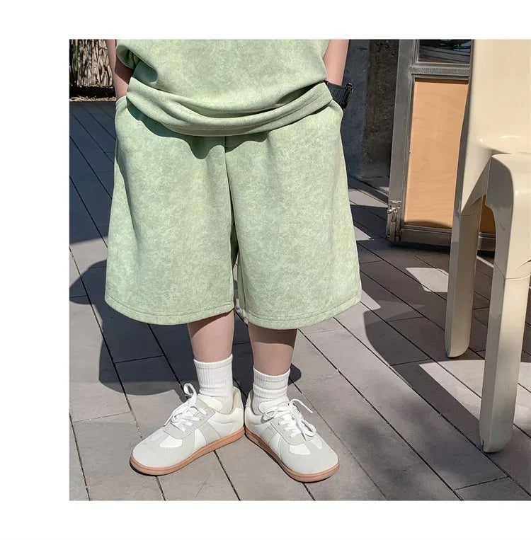 Boys Clothing Set 2024 Korean Loose Shirts+shorts 2pcs/set Sport Suits for Kids Teenager Tracksuits Casual Baby Outfits Clothes