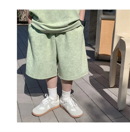 Boys Clothing Set 2024 Korean Loose Shirts+shorts 2pcs/set Sport Suits for Kids Teenager Tracksuits Casual Baby Outfits Clothes