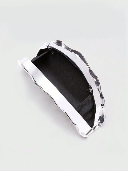 Stylish and sparkly womens evening bag acrylic scallop-shaped clutch wedding party designer chain shoulder bag/crossbody bag