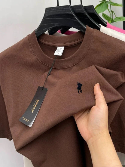 100% cotton high-end brand T-shirt short sleeve summer fashion classic pony embroidery round neck top luxury new Paul men's wear