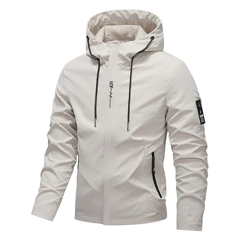 Waterproof Jacket Men Outdoor Softshell Zip Up Hooded Jacket Windbreaker Hiking Camping Coats Lightweight Spring Autumn Coats