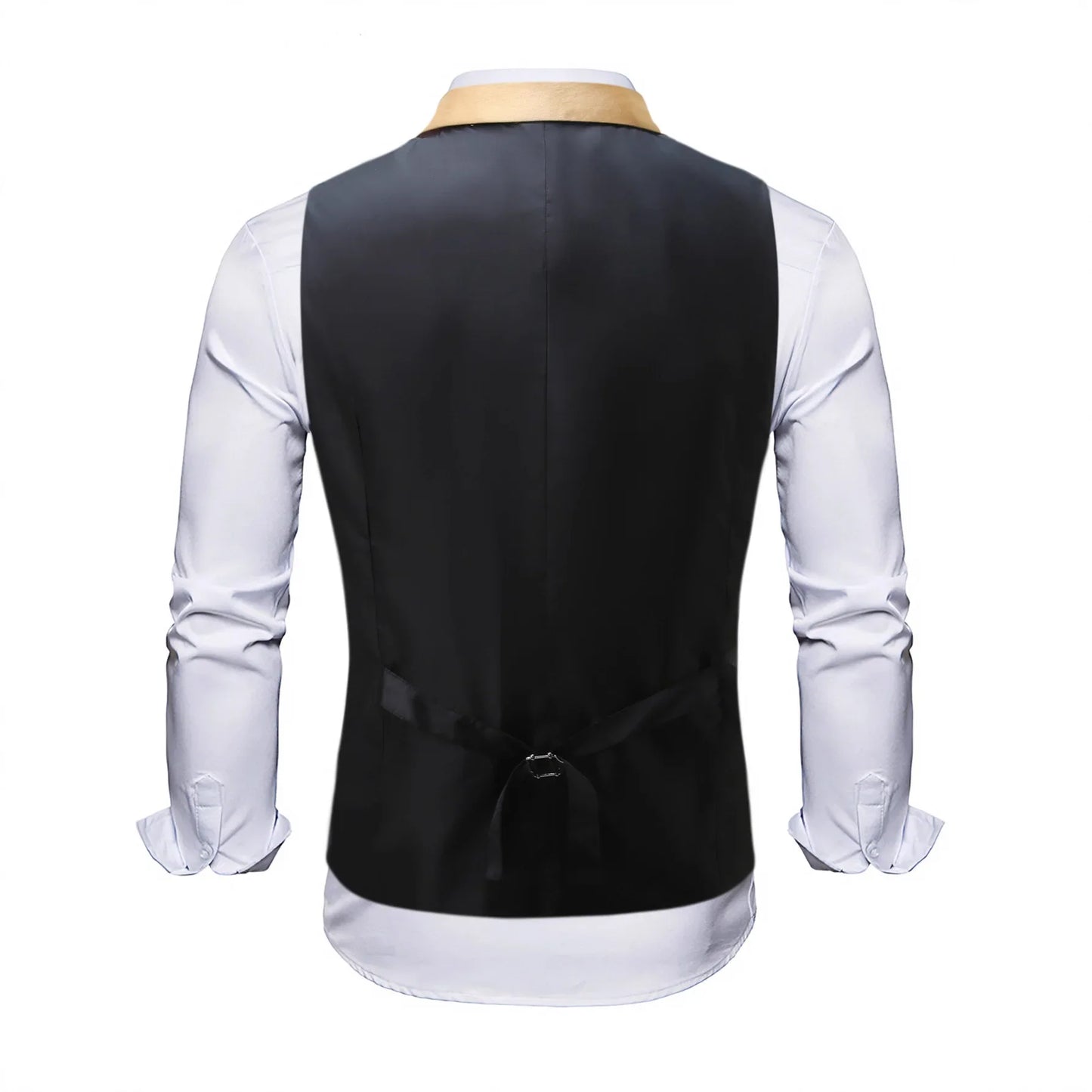 Men's Gold Sleeveless Blazer, Round Sequin-embellished Blazer Jacket, Perfect for Weddings, Parties, DJ Events, and Nightclubs.