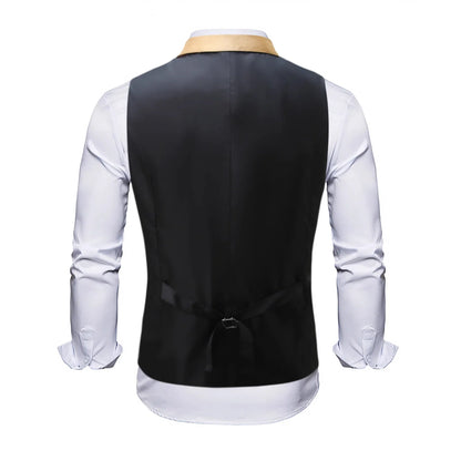 Men's Gold Sleeveless Blazer, Round Sequin-embellished Blazer Jacket, Perfect for Weddings, Parties, DJ Events, and Nightclubs.