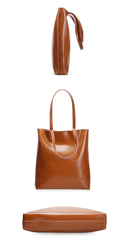 2024 Office Hand Shoulder Bags For Women Tote Cow Leather Bag Ladies Genuine Leather Handbags Big Women Bag Large Vintage Female