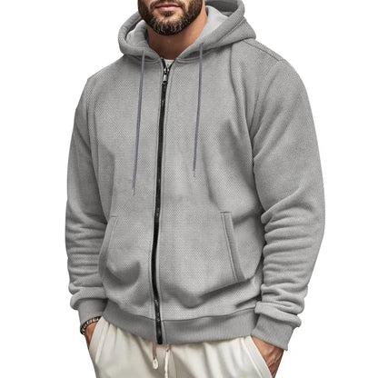 New Men's Sweater Coat Fall Winter New Composite Velvet Zipper Cardigan Casual Hooded Sweatshirt Sweater Fashion Men's Clothing