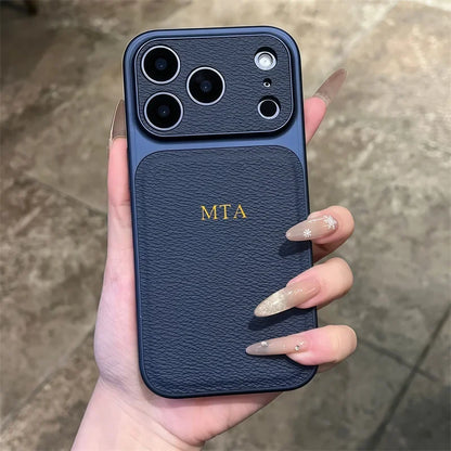 Personalise Gold Silver Initials Letter Leather Case For Iphone 15 14 13 17 pro max 14 16 Plus 17air Luxury Lens Protextion Case