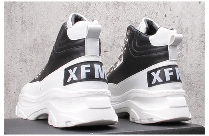 White High Top Board Boots for Men Thick Soled Men Boots with Elevated Height Inside Outdoor Casual Versatile High-top Shoes