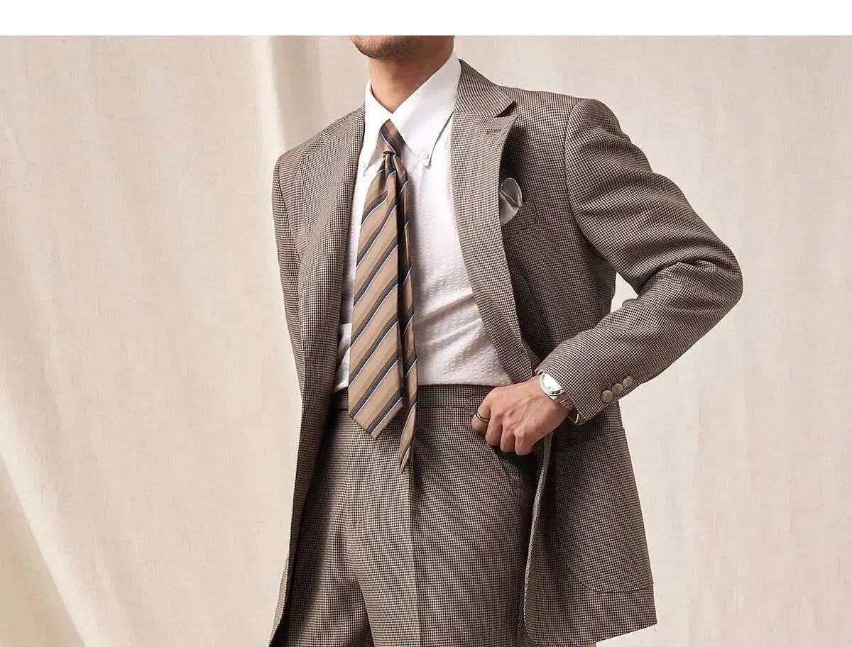 Grid Straight Leg Mens Suit Pants Houndstood Formal Dress Pants Italian Style Single Trousers Business Casual Pant For Man