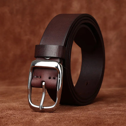 3.3CM Pure Cowhide High Quality Genuine Leather Belts for Men Brand Strap Male Stainless Steel Buckle Business Jeans Cowboy