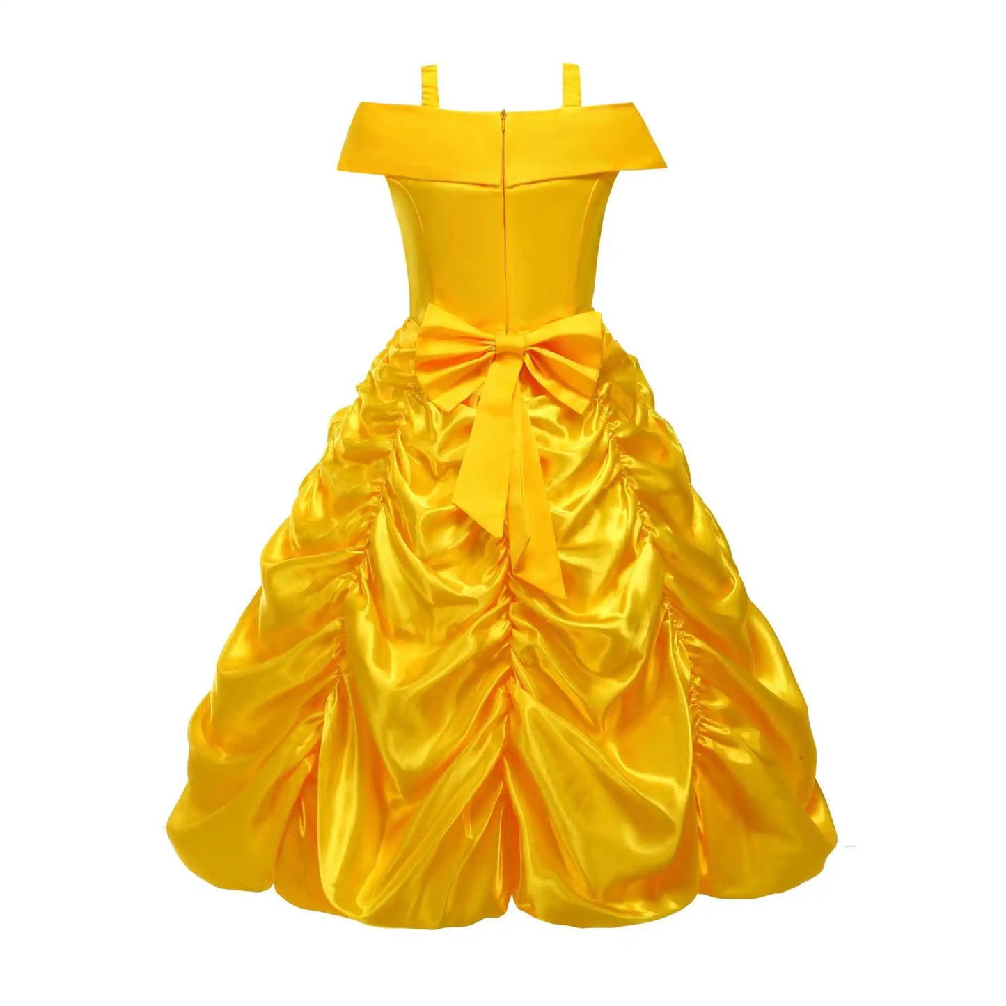 Off Shoulder Yellow Princess Dress for Kids Girl Belle Role Playing Clothing Fancy Carnival Party Birthday Ball Gowns Halloween