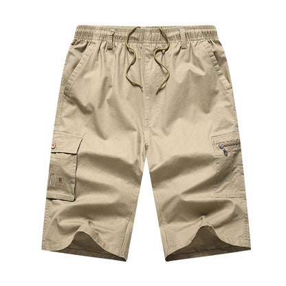 Men's Knee Length Casual Shorts Zipper Pocket Fashion Loose Straight Cotton Comfortable Beach Running Short Pants