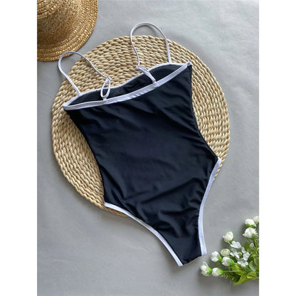 2025 New Sexy Splicing High Leg Cut Women Swimwear One Piece Swimsuit Female Monokini Padded Bather Bathing Suit Swim K5622