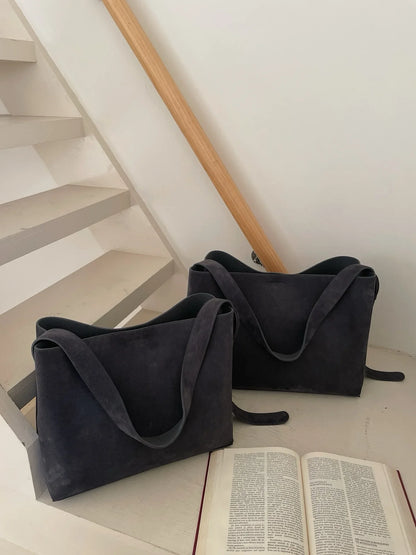 Luxury Genuine Leather Women Bags 2025 Spring Cow Suede Shoulder Bags Women Retro Gold Buckle Large Capacity Totes Lady Handbags