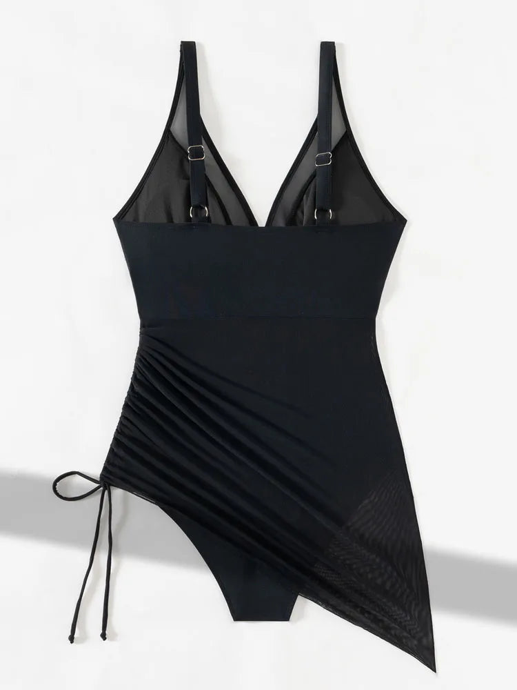 2025 Solid Mesh Patchwork Swimwear Women Sexy Push Up One Piece Swimsuit Monokini Lady Brazilian Beach Bathing Suit