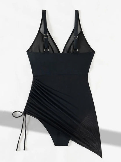 2025 Solid Mesh Patchwork Swimwear Women Sexy Push Up One Piece Swimsuit Monokini Lady Brazilian Beach Bathing Suit