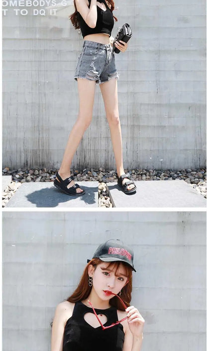 Women's Shorts Punk Ripped Baggy Short Pants for Woman To Wear Mini Loose Jeans Denim Korean Style XL Streetwear Clothing Cheap