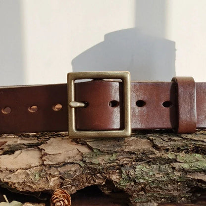 4.1CM Men High Quality Genuine Leather Belt Luxury Designer Brass Pin Buckle Belts Pure Cowskin Vintage Strap Male Jeans for Man