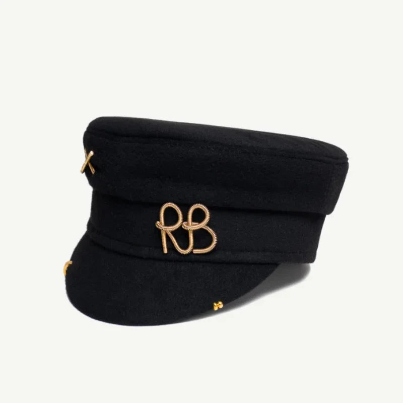 New  Women's Fashion Flat Cap British Retro Newsboy caps with Earrings Pierced Baker Boy Cap