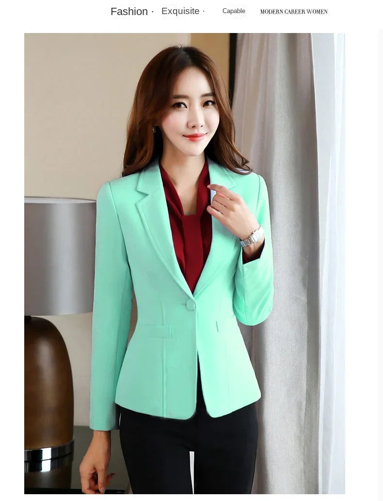 Korean Style Slim Fit Blazers for Women, Long Sleeve Casual Suits Jacket, Solid Color Black White Office Lady Suit Blazer M-3XL