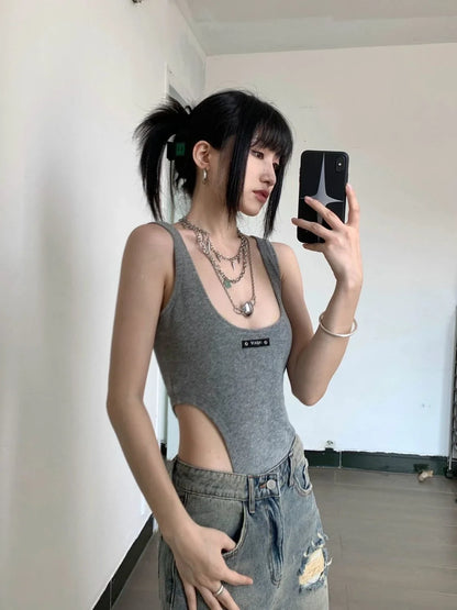 Y2K American Retro High Street Hip Hop Loose Straight Cut Shorts Women's Five-Point Pants  Style Mid-Calf Shorts with Hole