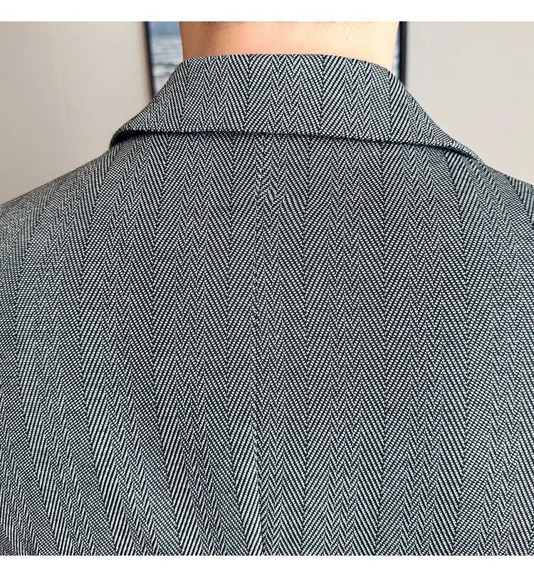 Men's Herringbone Stripe Suit Blazer Classic Lapel Dress Jacket Elegant Slim Fit Fashion Simple Casual Business Prom Suit Jacket