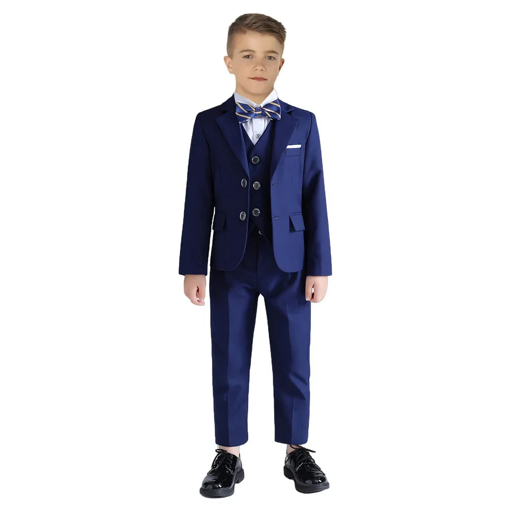 High Quality Navy Boys Suit For Wedding Teenager Kids Formal Ceremony Tuxedo Dress Children Photography Blazer Party