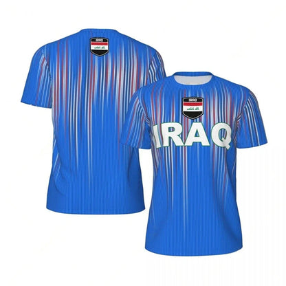 IRAQ Flag 3D Print Sport Quick Dry Breathable Men T-shirt Outdoor Football Jersey Team Fan Loose Short Sleeve Summer Top Clothes