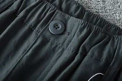 Men's Summer Cargo Pants Quick Dry Double Used Pants Elastic Waist Detachable Feet Loose Straight Waterproof Long Trousers